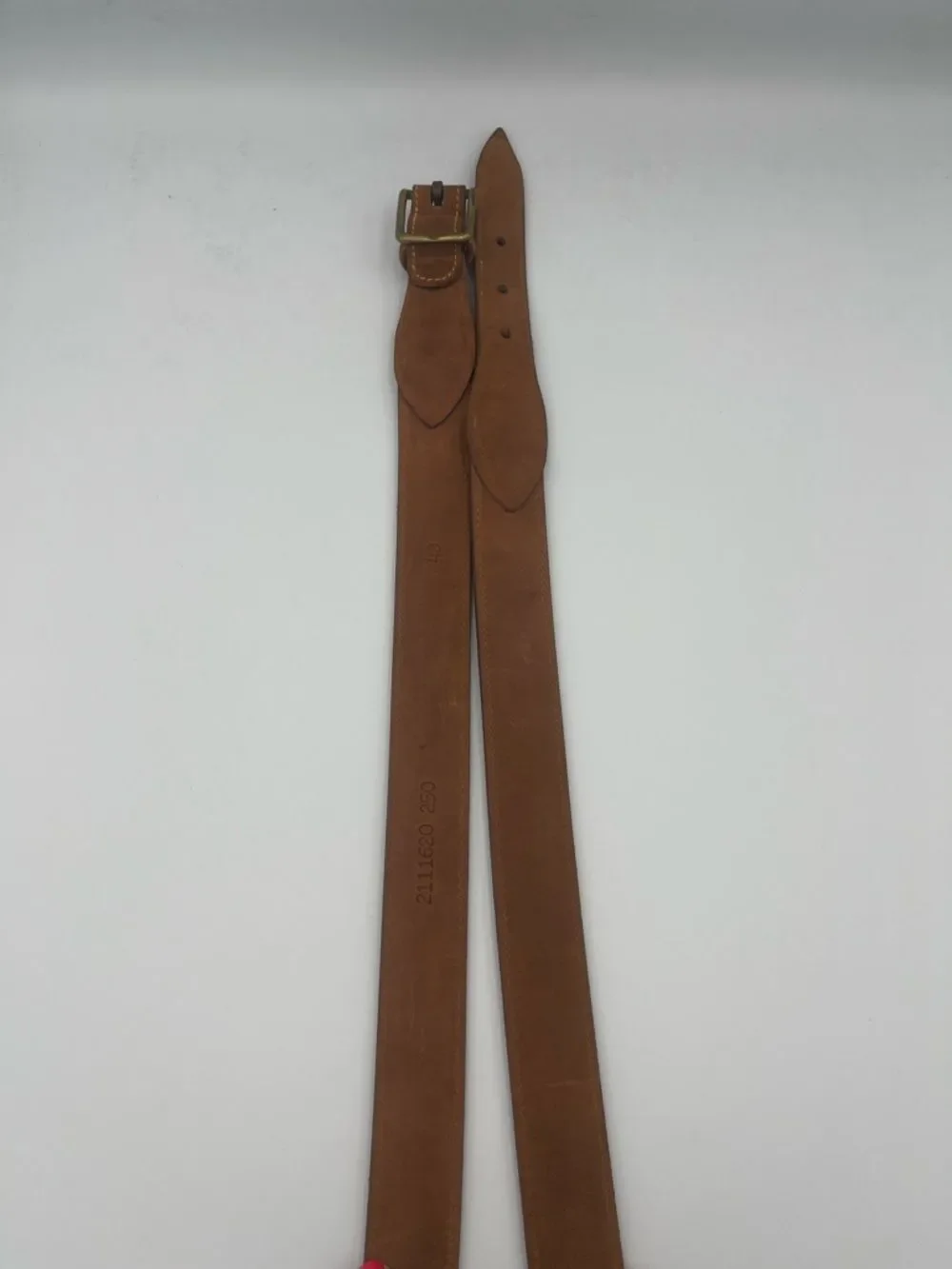Vintage Ralph Lauren Brown Suede Leather Belt with Brass Buckle 40